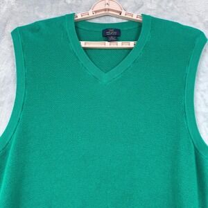 346 Brooks Brothers Vest Mens XL Green V Neck Sleeveless Supima Cotton